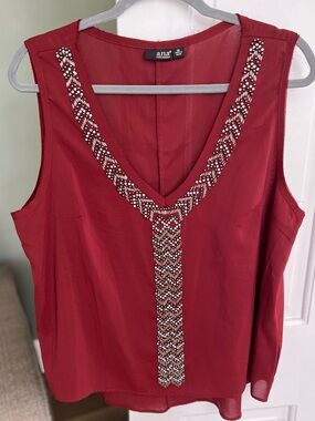a.n.a. Size XL blouse sleeveless beaded neckline